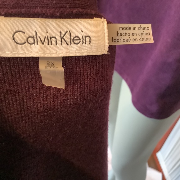 Calvin Klein Women's Knit & Faux Suede Open Cardigan & Matching Shell Purple 2X - Picture 10 of 11